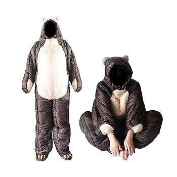 Amazon.co.jp: 着る寝袋 防寒 人型寝袋 熊 歩ける寝袋 大人